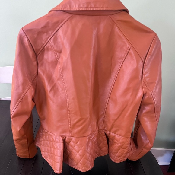 New York & Company Women’s Faux Leather Moto Peplum Jacket Size Medium - Picture 2 of 16